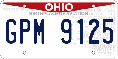 OH license plate GPM9125