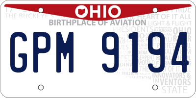 OH license plate GPM9194