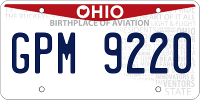 OH license plate GPM9220