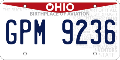 OH license plate GPM9236