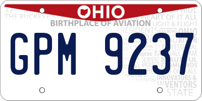 OH license plate GPM9237