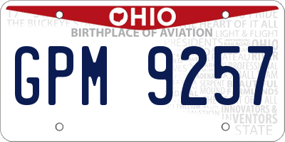 OH license plate GPM9257