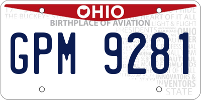 OH license plate GPM9281