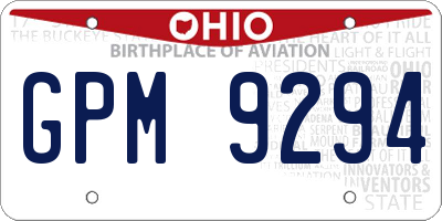 OH license plate GPM9294