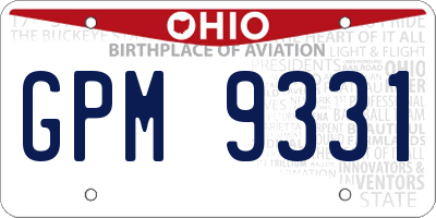 OH license plate GPM9331