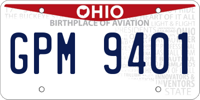 OH license plate GPM9401