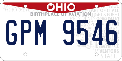 OH license plate GPM9546