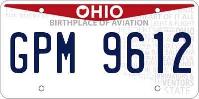OH license plate GPM9612
