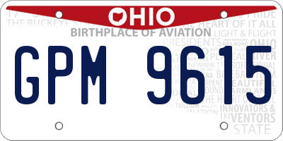 OH license plate GPM9615