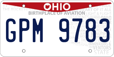 OH license plate GPM9783