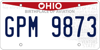 OH license plate GPM9873
