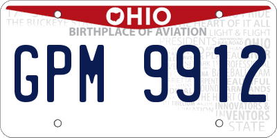 OH license plate GPM9912