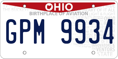 OH license plate GPM9934