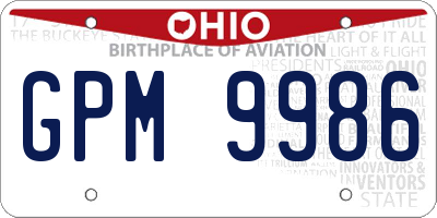 OH license plate GPM9986