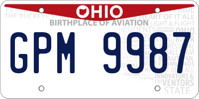 OH license plate GPM9987