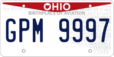 OH license plate GPM9997
