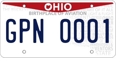 OH license plate GPN0001