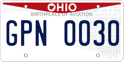 OH license plate GPN0030