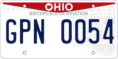 OH license plate GPN0054