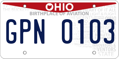 OH license plate GPN0103