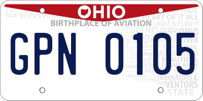 OH license plate GPN0105