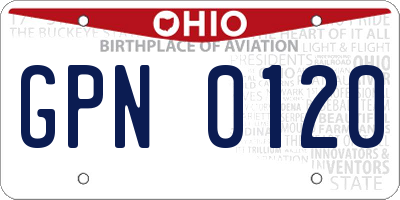 OH license plate GPN0120