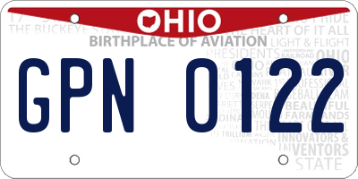 OH license plate GPN0122