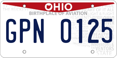 OH license plate GPN0125
