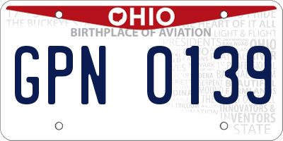 OH license plate GPN0139