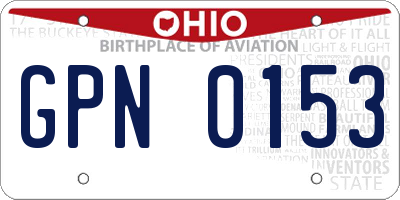 OH license plate GPN0153