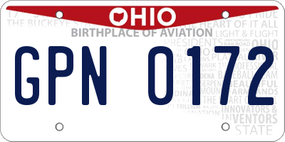 OH license plate GPN0172