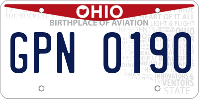 OH license plate GPN0190