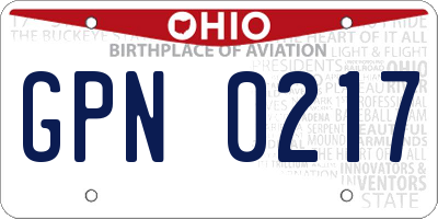 OH license plate GPN0217
