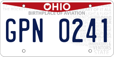 OH license plate GPN0241