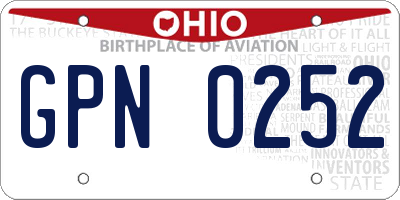 OH license plate GPN0252
