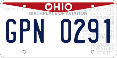 OH license plate GPN0291