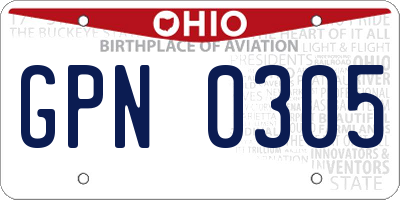 OH license plate GPN0305