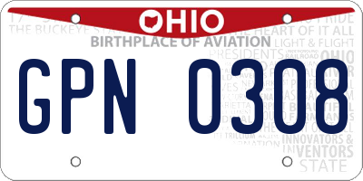 OH license plate GPN0308