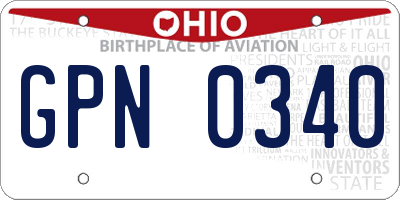 OH license plate GPN0340