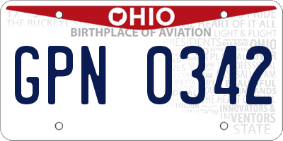 OH license plate GPN0342