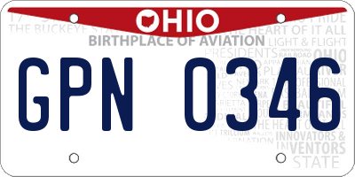 OH license plate GPN0346