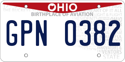 OH license plate GPN0382