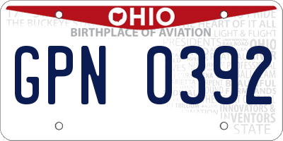 OH license plate GPN0392