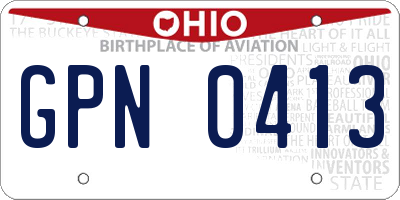 OH license plate GPN0413