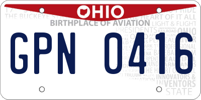 OH license plate GPN0416