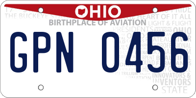 OH license plate GPN0456