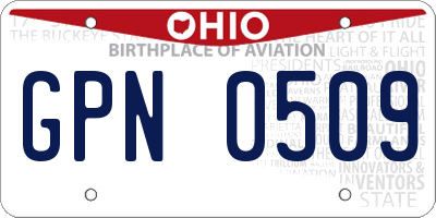 OH license plate GPN0509