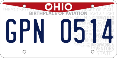 OH license plate GPN0514