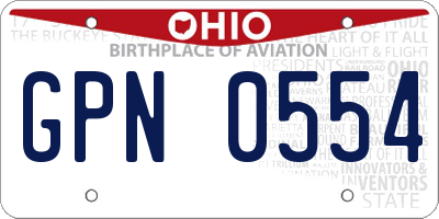 OH license plate GPN0554