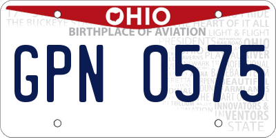 OH license plate GPN0575